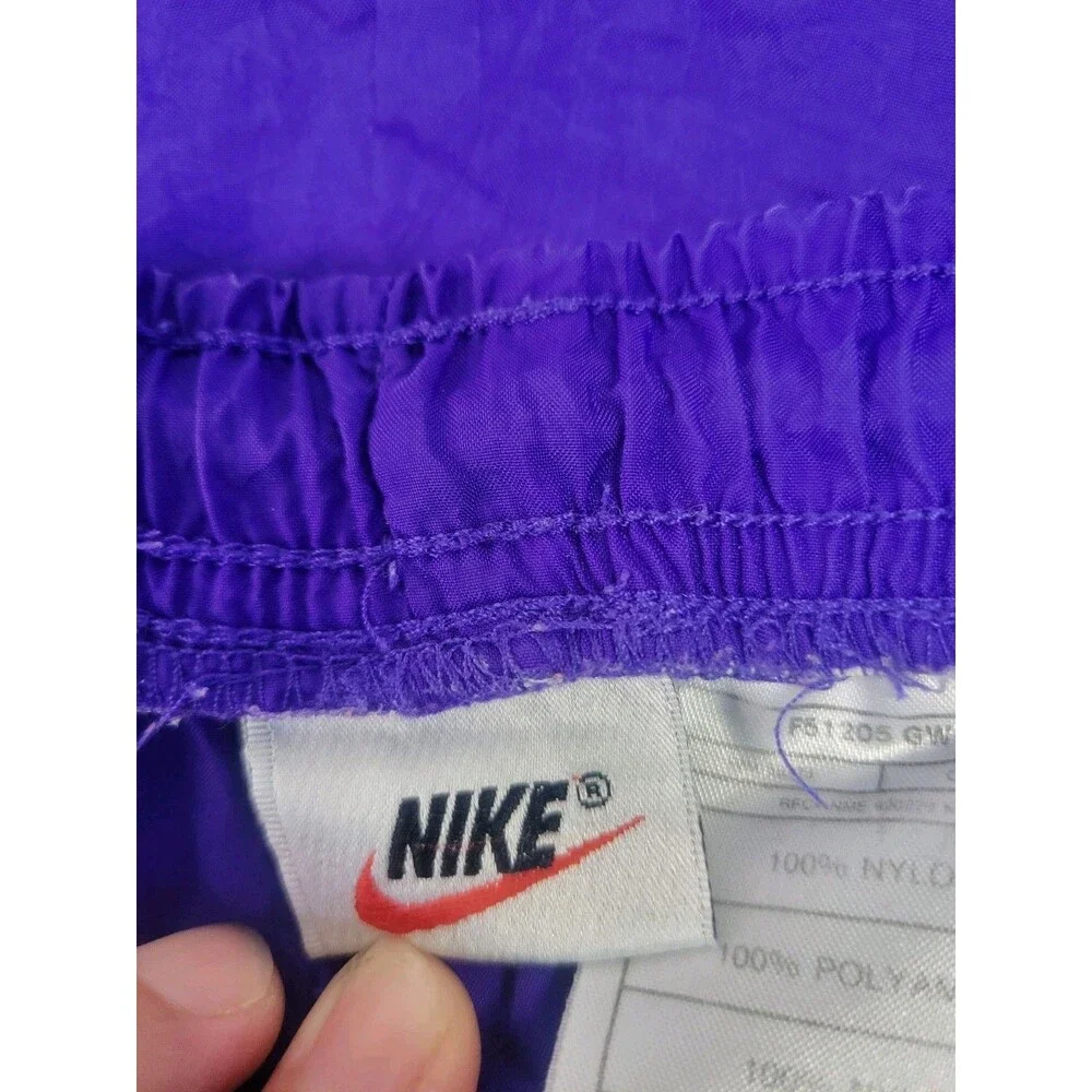 Vintage 90s Nike Shorts Nylon Windbreaker Drawstring Unlined Pocket Purple Sz 14